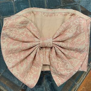 American Threads Pink and Cream Brocade Crop Top